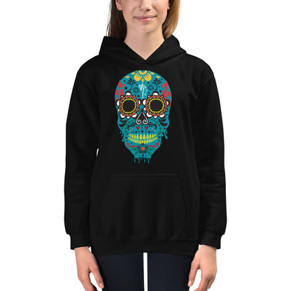 Dia de los Muertos Azul Kids Hoodie