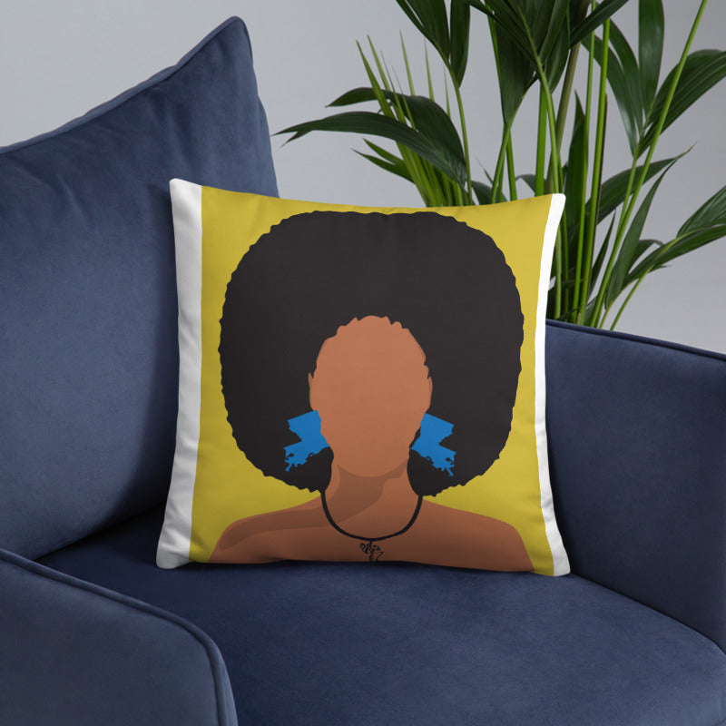 Melanin Poppin' with Louisiana Earrings Pillow