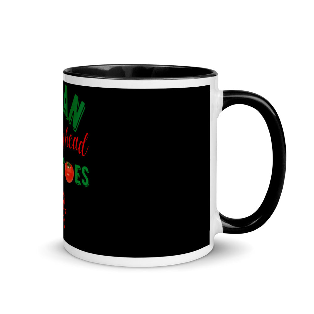 Vegan From My Head Tomatoes Mug with Color Inside