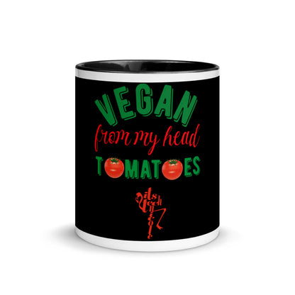 Vegan From My Head Tomatoes Mug with Color Inside