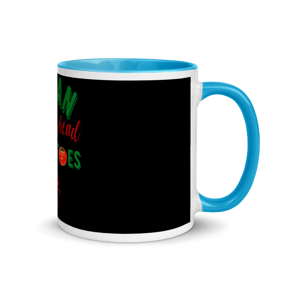 Vegan From My Head Tomatoes Mug with Color Inside