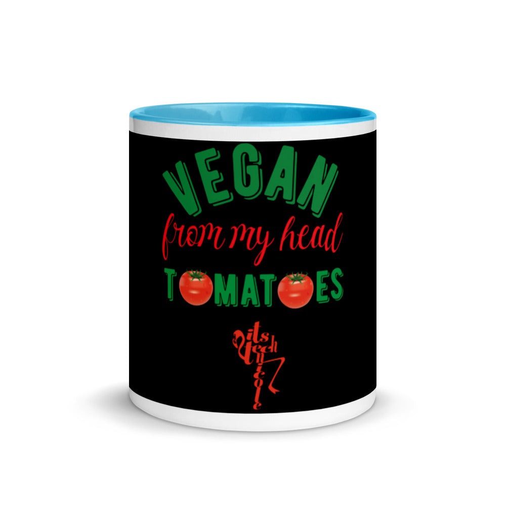 Vegan From My Head Tomatoes Mug with Color Inside