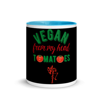 Vegan From My Head Tomatoes Mug with Color Inside