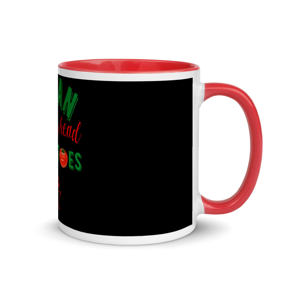 Vegan From My Head Tomatoes Mug with Color Inside
