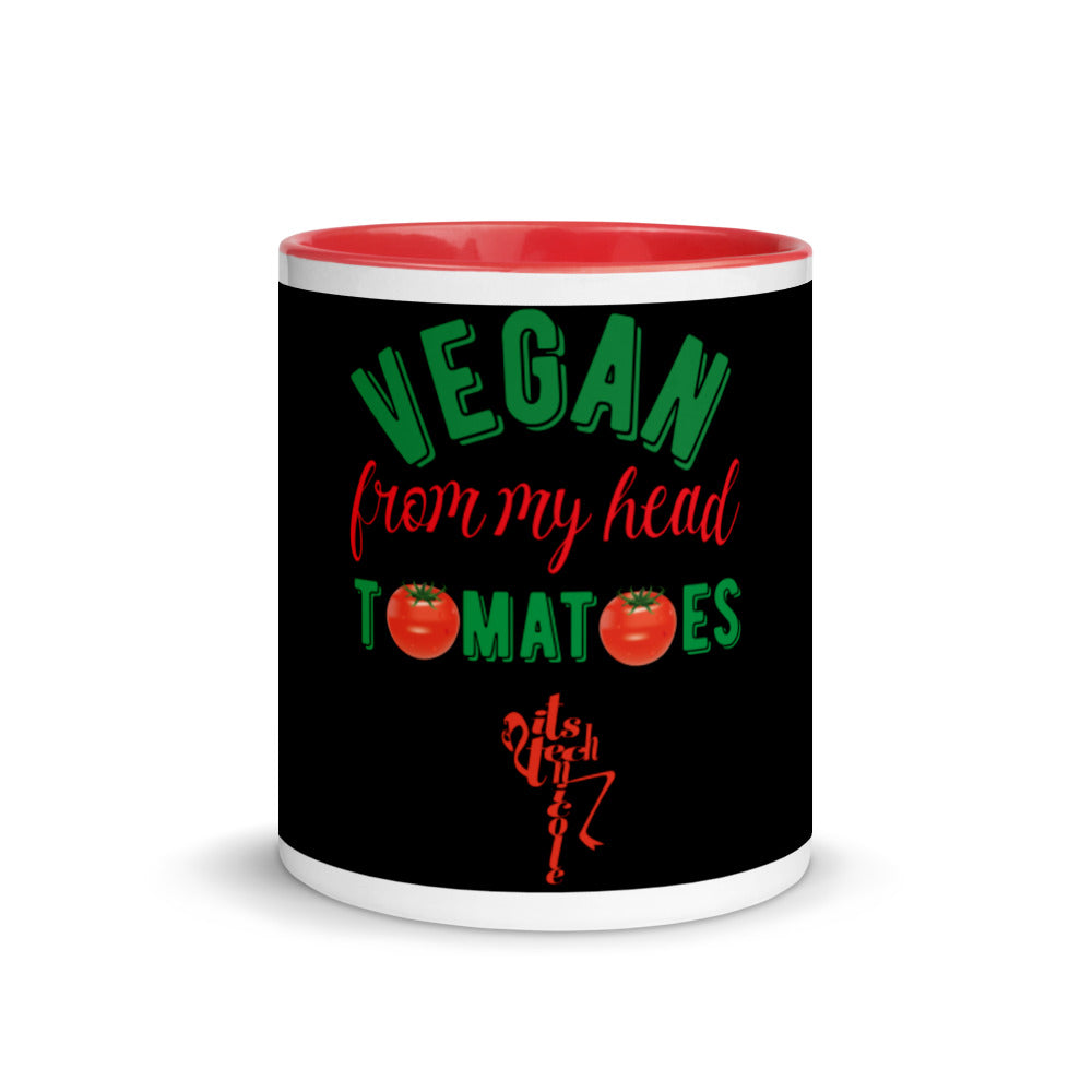 Vegan From My Head Tomatoes Mug with Color Inside