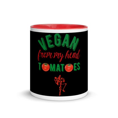 Vegan From My Head Tomatoes Mug with Color Inside