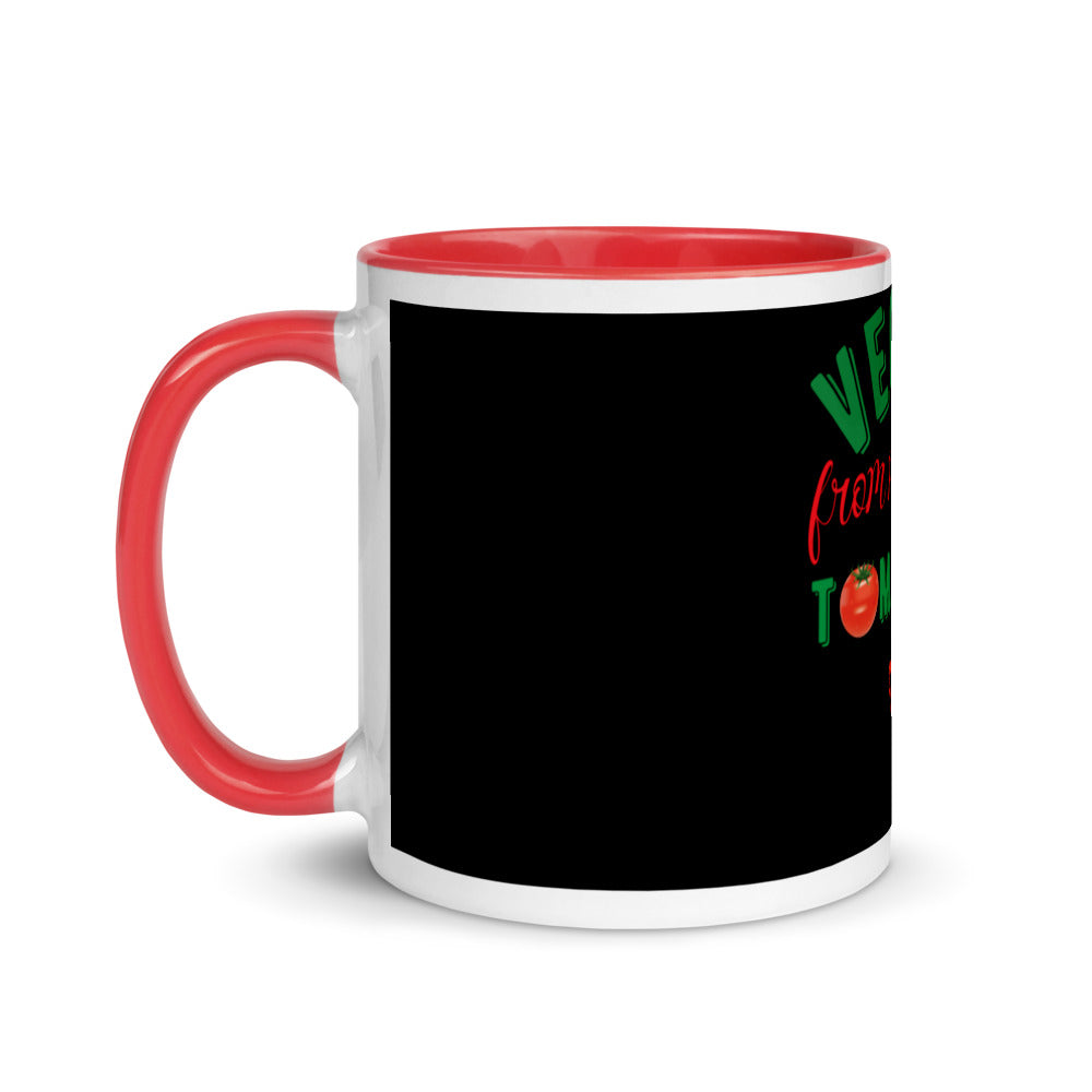 Vegan From My Head Tomatoes Mug with Color Inside