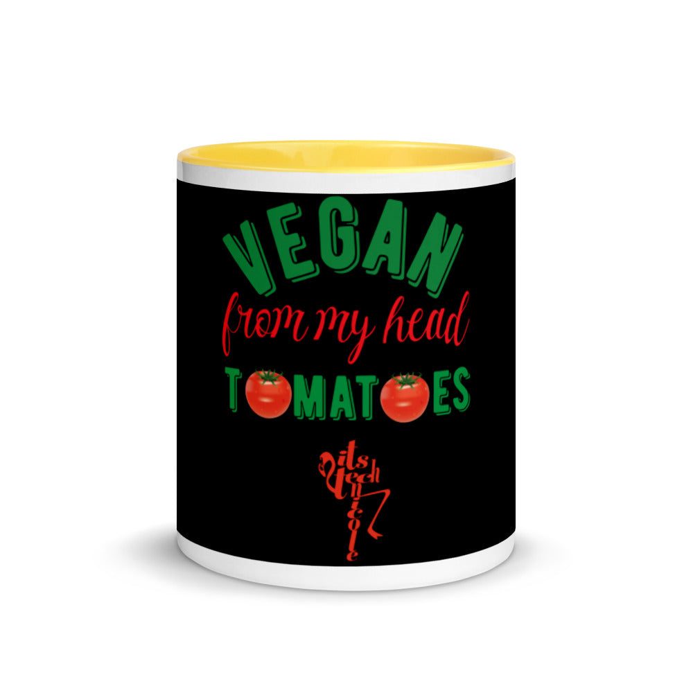 Vegan From My Head Tomatoes Mug with Color Inside