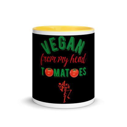 Vegan From My Head Tomatoes Mug with Color Inside