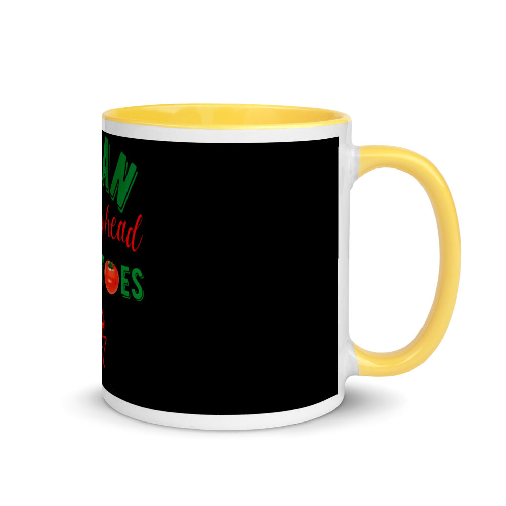 Vegan From My Head Tomatoes Mug with Color Inside