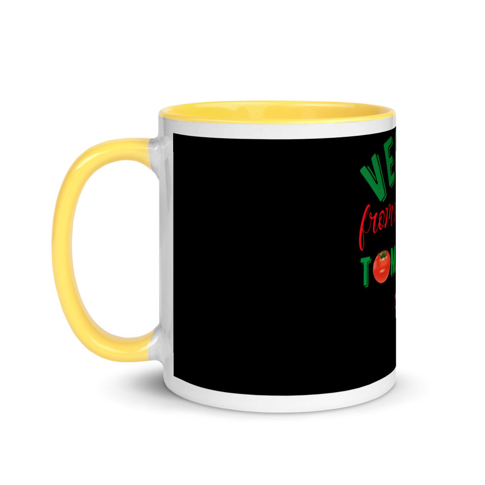 Vegan From My Head Tomatoes Mug with Color Inside